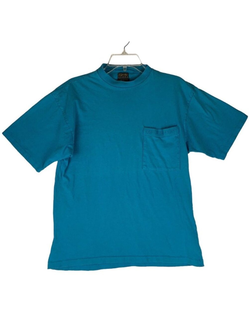 Vintage Esprit De Corp Turquoise Pocket T-Shirt Small Cotton 90s Single Stitch